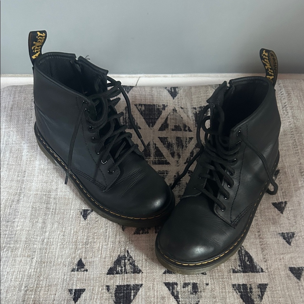 Dr. Martens Black Kids Leather Boots